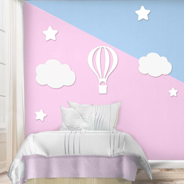 Quarto menino e menina balão foguete